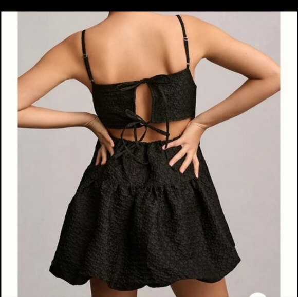 Aureta X Anthropologie Black Mini Bubble Hem Dress - Picture 2 of 7